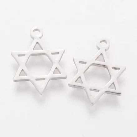 Ezüst Színű Nemesacél Dávid Csillag Medál 16x12mm