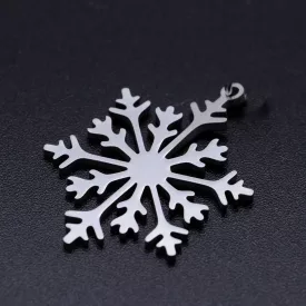   Ezüst Színű Nemesacél Hópehely Medál Karácsonyfa Dísz 26,5x19,5mm