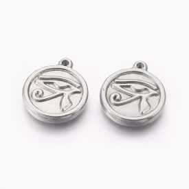 Ezüst Színű Nemesacél Hórusz Szeme Medál 21mm