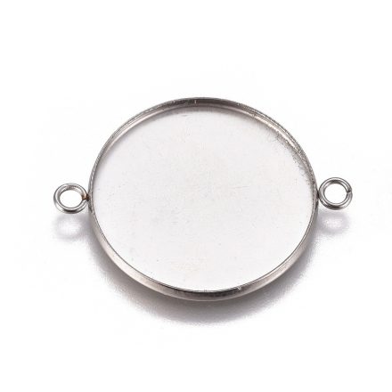 Ezüst (Platinum) Színű Nemesacél 25mm-es Kaboson Karkötő Ékszer Dísz Közdarab Köztes 34x27mm