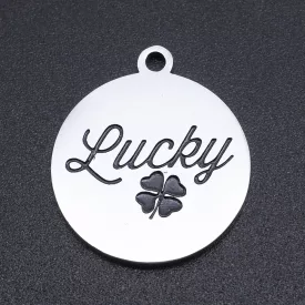   Ezüst Színű Nemesacél Lucky Szerencsés Lóhere Medál 22x19mm
