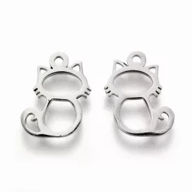 Ezüst Színű Nemesacél Macska Cica Medál 12x8mm