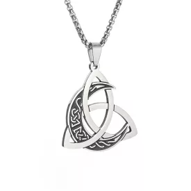   Ezüst Színű Nemesacél Viking Csomó Triszkelion Triskelion Triszkele Medál Lánccal (207) Nyaklánc