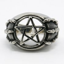   Ezüst Színű Nemesacél (1) Pentagram Gyűrű Belső Átmérő: 18,5x20mm 8-as Méret