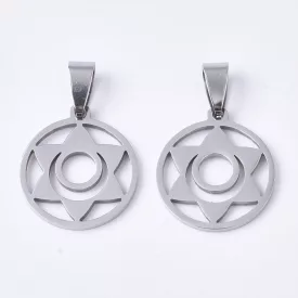   Ezüst Színű Nemesacél Szakrális Csakra (2) Medál 23x20mm
