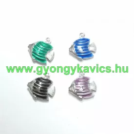   Ezüst Színű Nemesacél Rózsaszín (2) Tűzzománc Hal Medál 17x17mm