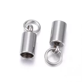   Ezüst Színű Nemesacél Zsinórvég 9x4mm Belső átmérő: 3,2mm