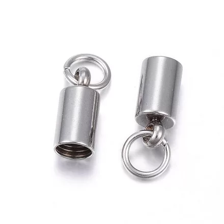 Ezüst Színű Nemesacél Zsinórvég 9x4mm Belső átmérő: 3,2mm