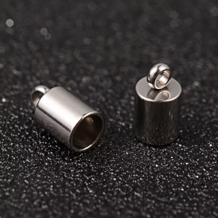 Ezüst Színű Nemesacél Zsinórvég 10x6mm Belső átmérő: 5mm