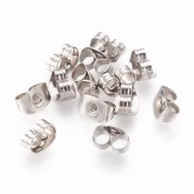   Ezüst Nikkel Színű Nemesacél Fülbevaló Dugó 6x4mm Lyuk 0,7mm