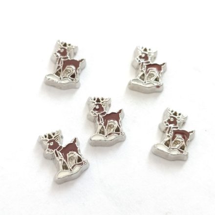 Ezüst Színű Tűzzománc Rénszarvas Kaboson 9x6,5mm