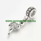 Ezüst Színű Flamingó Charm Köztes Medál Strassz Kövekkel 27x8mm
