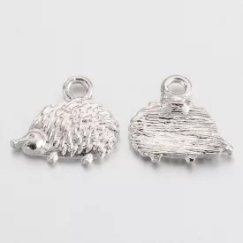 Ezüst Színű (2) Sündisznó Süni Állatos Medál 12x13mm