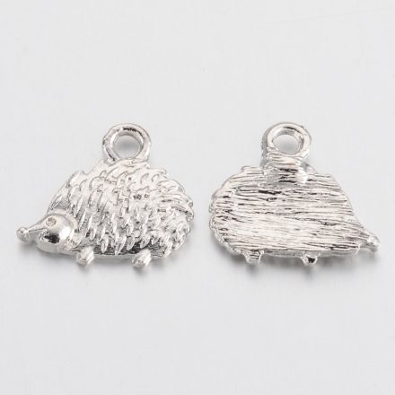 Ezüst Színű (2) Sündisznó Süni Állatos Medál 12x13mm