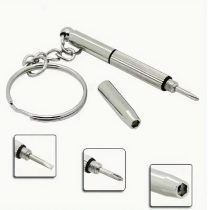   Ezüst Színű (126) Használható Mini Szemüveg Csavarhúzó Kulcstartó Karika