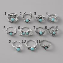 Ezüst Színű (11) Szintetikus Türkiz Gyűrű 