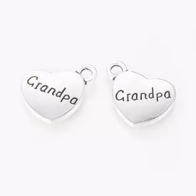   Ezüst Színű Grandpa Nagypapa Szív Medál Karkötő Nyaklánc 13x15mm