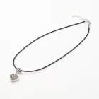 Ezüst Színű Szív Charm Köztes Ajándék Fekete Kord Nyaklánccal 36x20mm