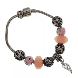   Ezüst Színű Szív Virág Angyalszárny Charm Karkötő Csukló Átmérő: ~5-6cm