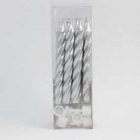 Ezüst Születésnapi Tortagyertya Csavart 7cm 12db