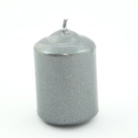 Ezüst Szürke Metál Henger Gyertya 4x6cm