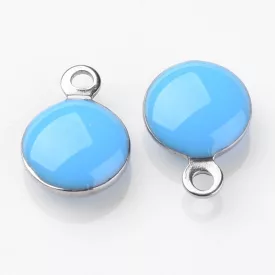 Ezüst Türkiz Színű Tűzzománc Gömb Medál 11x8mm