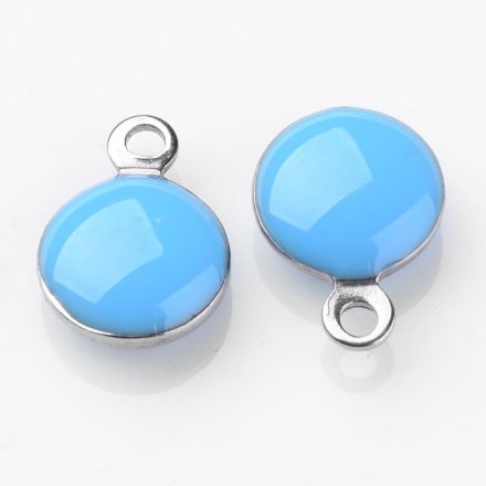 Ezüst Türkiz Színű Tűzzománc Gömb Medál 11x8mm