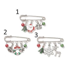   Ezüst Színű Karácsonyi (24/1) Biztosítótű Bross Brosstű Bross Kitűző 40x51mm