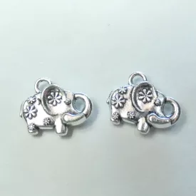 Ezüst Színű Virágos Elefánt Medál 13x16mm