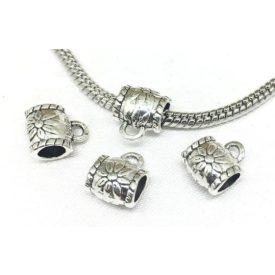   Ezüst Színű Virágos Medáltartó Nyaklánc Karkötő Ékszer Dísz Közdarab Köztes Charm 8x10mm