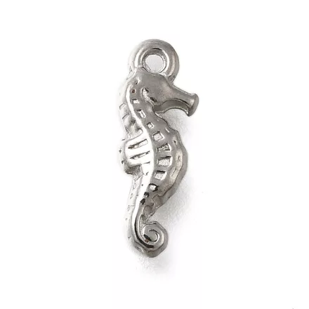 Ezüst Színű Nemesacél Csikóhal Tengeri Csikó Vizicsikó Medál 14,5x5mm