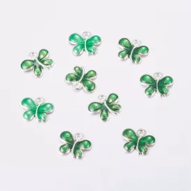   Ezüst Színű Zöld Tűzzománc Lepke Pillangó Medál 13,5x11mm