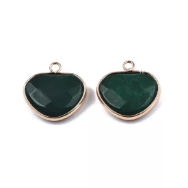 Arany Színű Fazettált Zöld Jade Ásvány Medál 22x22mm