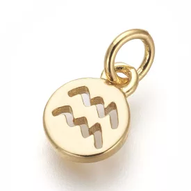   Arany Színű Vízöntő Csillagjegy Horoszkóp Medál 9,5x7mm