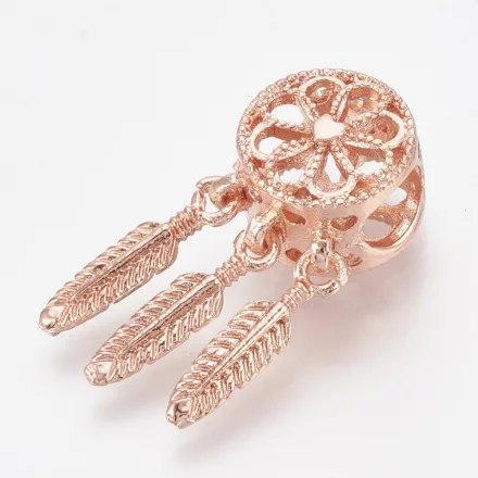 Rózsaarany Színű Álomfogó Álomcsapda Toll Közdarab Köztes Charm 28x12x8,5mm