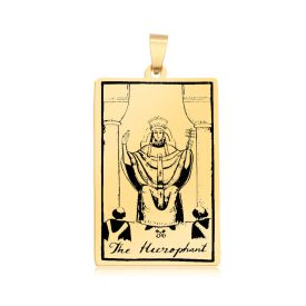   Arany Színű Nemesacél (2) The Hierophant Hierofánt Tarot Kártya Medál 40x24mm