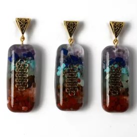   7 Csakra Arany Színű Epoxy Műgyanta Orgonit Ásvány Medál 51x22x11mm