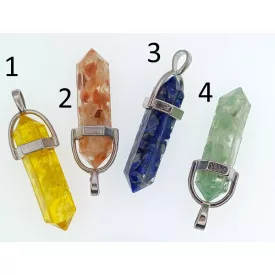   Ezüst Színű Zöld Aventurin Törmelék (4) Műgyanta Obeliszk Medál 41x13x10mm
