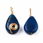 Arany Színű Örvény Kék Achát Ásvány Medál 27-29x12-14mm