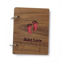   Fa Borítású (1) Baba Baby Love Scrapbook Fotóalbum 16db Fekete Lappal 16x12cm