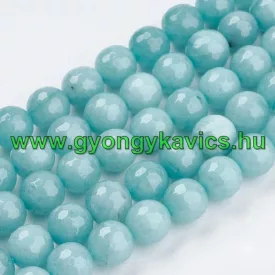   Fazettált Akvamarin Jade Ásványgyöngy Gyöngyfüzér 10mm