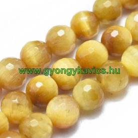 Fazettált Arany Tigrisszem Ásványgyöngy 8mm