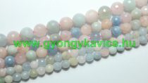 Fazettált Berill Morganit Ásványgyöngy 8mm 