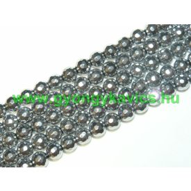 Fazettált Ezüst Hematit Ásványgyöngy 10mm