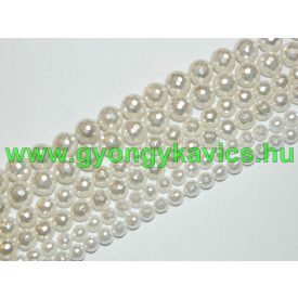 Fazettált Fehér Kagyló Gyöngy 10mm
