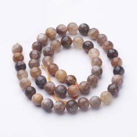 Fazettált Fekete Napkő Ásványgyöngy 8mm