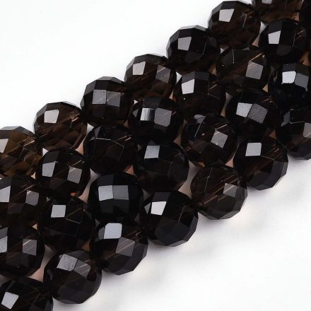 Fazettált Füstkvarc Ásványgyöngy Gyöngyfüzér 10mm
