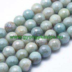   Fazettált Gyöngyház Galvanizált Amazonit Ásványgyöngy 6mm