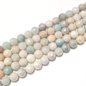   Fazettált Gyöngyház Galvanizált Amazonit Ásványgyöngy 8mm