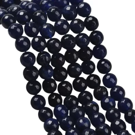 Fazettált Kék Jade Ásványgyöngy 10mm